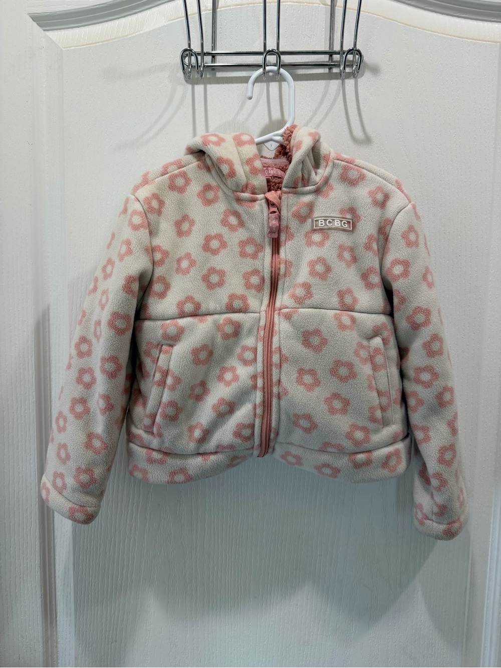 BCBG Girls Cream Hoodie with Pink Floral Print
